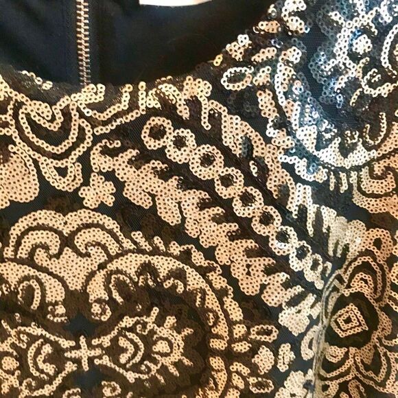 Vintage Honey Punch Gold Black Sequins Dress M - Picture 3 of 6